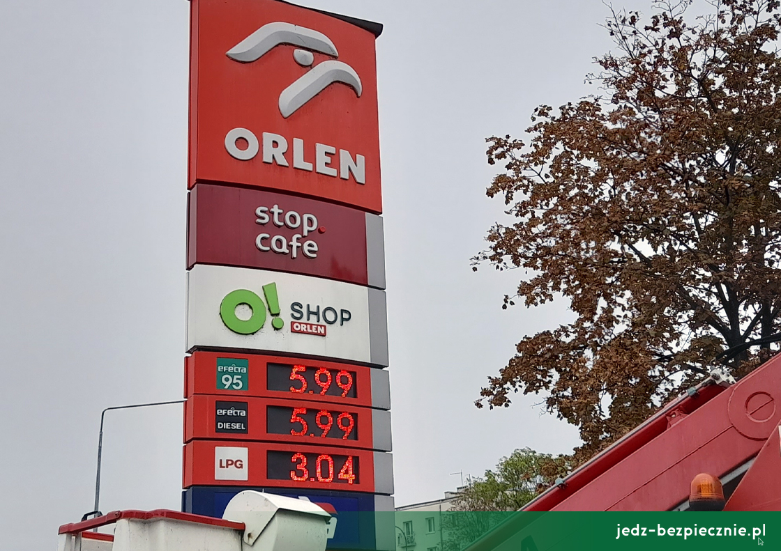 Z RYNKU | Orlen utrzymuje niższe ceny paliw, benzyna i olej napędowy poniżej sześciu złotych za litr